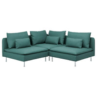 SÖDERHAMN corner sofa, 3-seat, Kelinge grey-turquoise, 192x14x99 cm