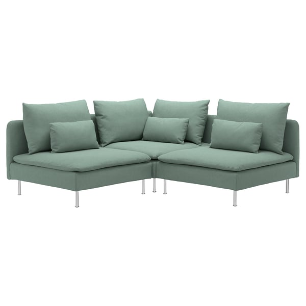 SÖDERHAMN corner sofa, 3-seat, Tallmyra light green, 192x14x99 cm