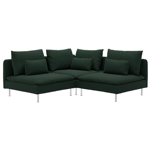 SÖDERHAMN corner sofa, 3-seat, Tallmyra dark green, 192x14x99 cm
