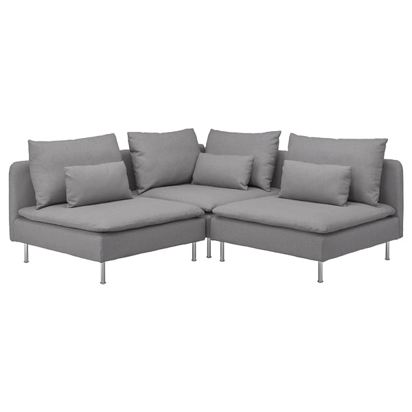 SÖDERHAMN corner sofa, 3-seat, Tonerud grey, 192x14x99 cm