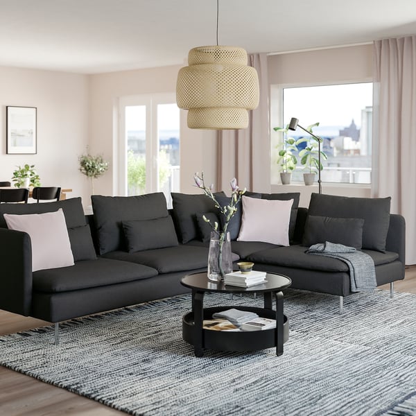 SÖDERHAMN corner sofa, 4-seat, with open end/Fridtuna dark grey, 6x14x99 cm