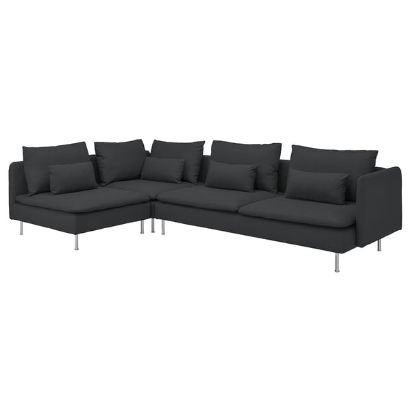 SÖDERHAMN corner sofa, 4-seat, with open end/Fridtuna dark grey, 6x14x99 cm