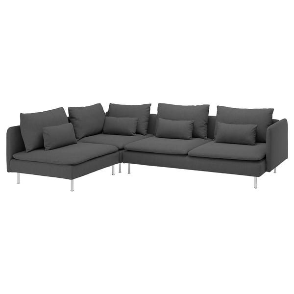 SÖDERHAMN corner sofa, 4-seat, with open end/Tallmyra medium grey, 6x14x99 cm