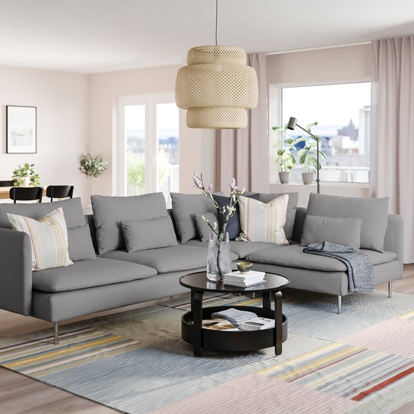 SÖDERHAMN corner sofa, 4-seat, with open end/Tonerud grey, 6x14x99 cm
