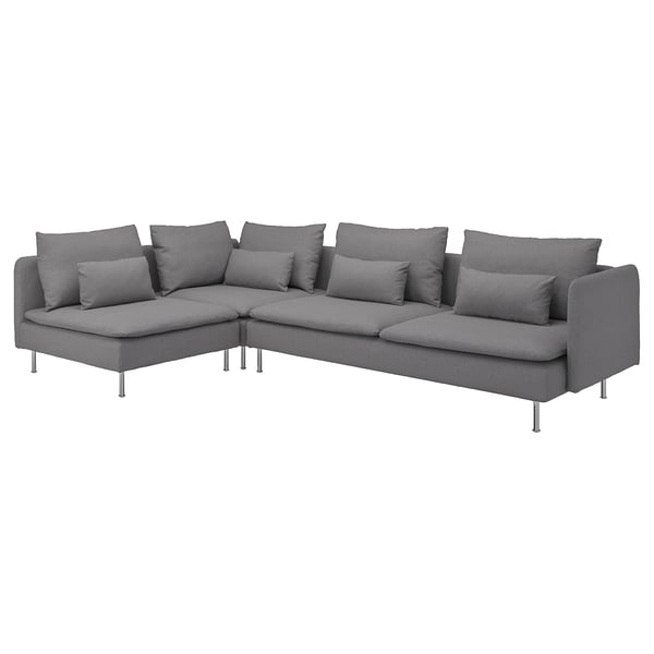 SÖDERHAMN corner sofa, 4-seat, with open end/Tonerud grey, 6x14x99 cm