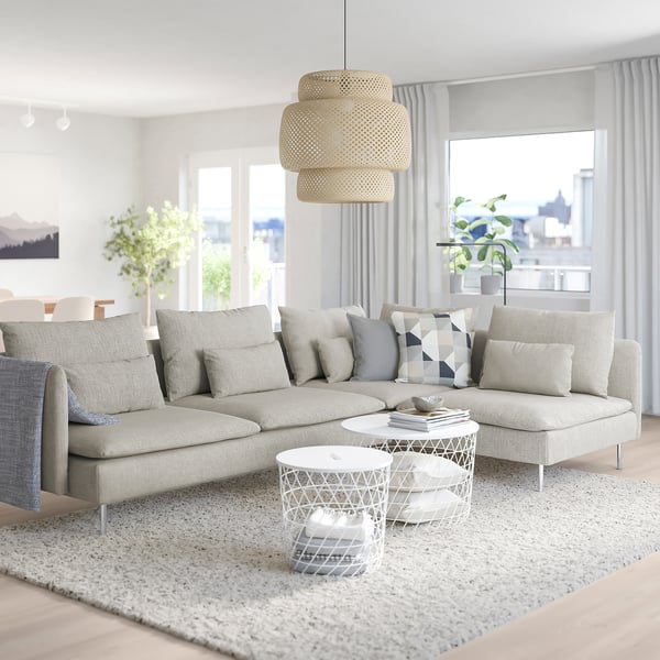 SÖDERHAMN corner sofa, 4-seat, with open end/Viarp beige/brown, 6x14x99 cm