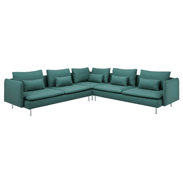 SÖDERHAMN corner sofa, 6-seat, Kelinge grey-turquoise, 291x14x99 cm