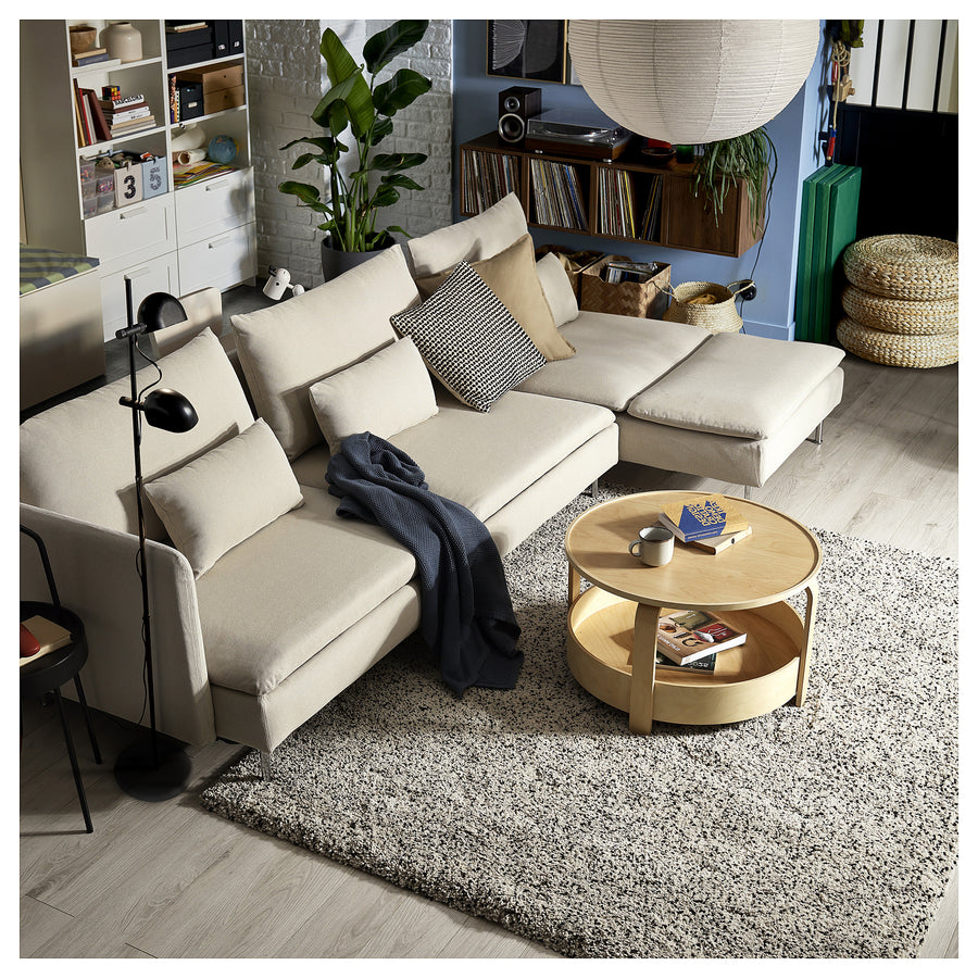 SÖDERHAMN 4-seat sofa-bed, with chaise longue with open end/Fridtuna light beige, 313x83x151 cm