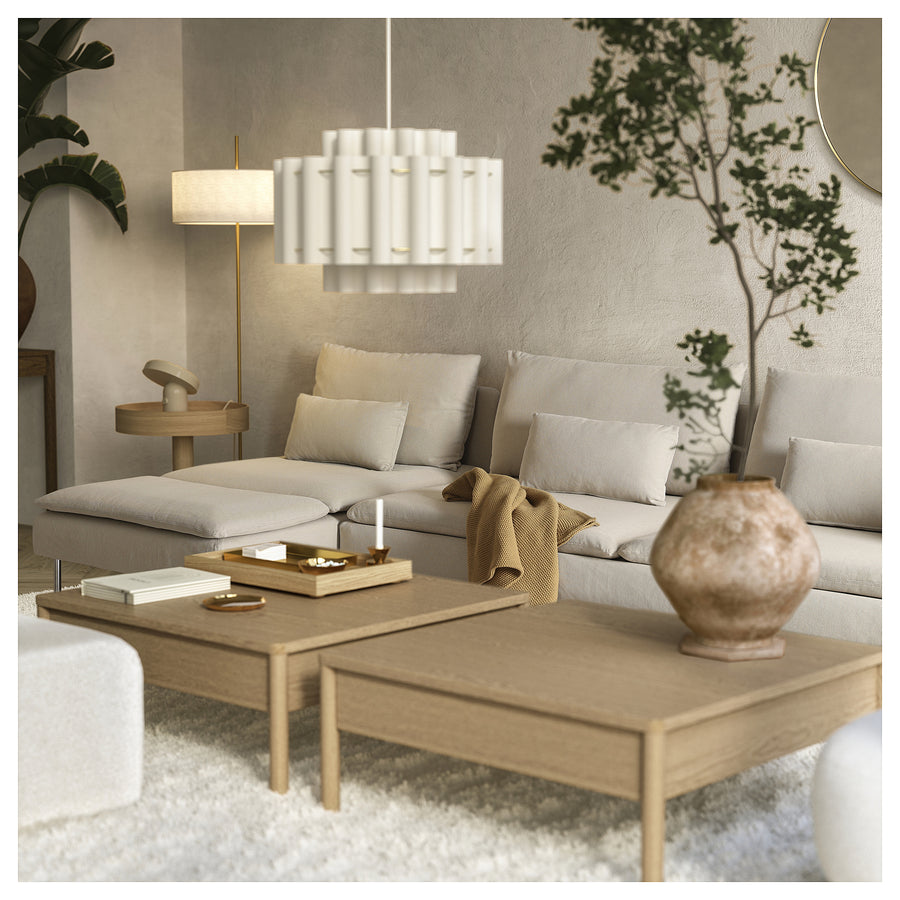 SÖDERHAMN 4-seat sofa-bed, with chaise longue with open end/Fridtuna light beige, 313x83x151 cm