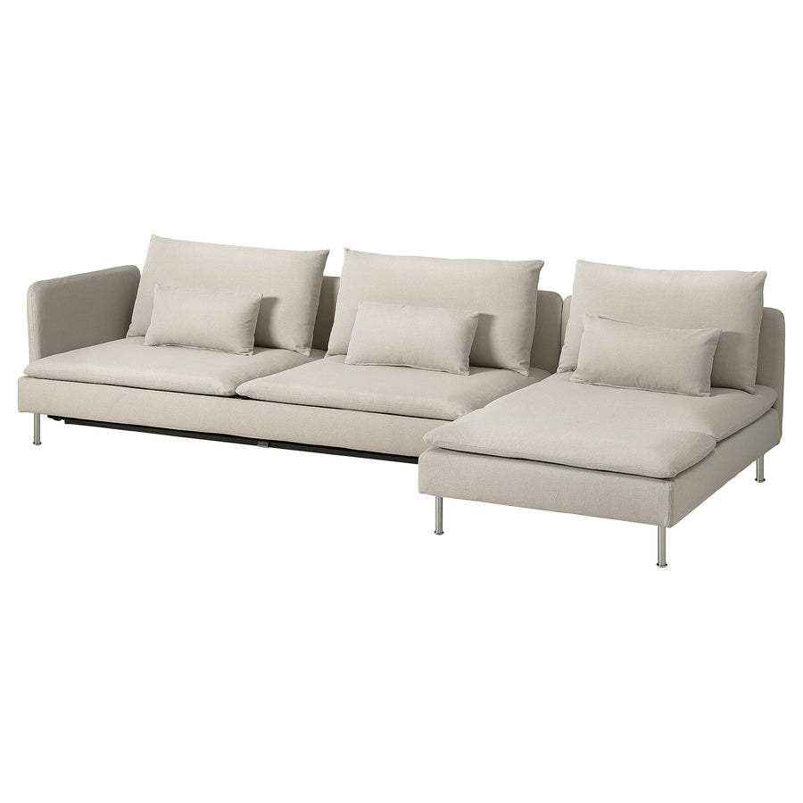SÖDERHAMN 4-seat sofa-bed, with chaise longue with open end/Fridtuna light beige, 313x83x151 cm