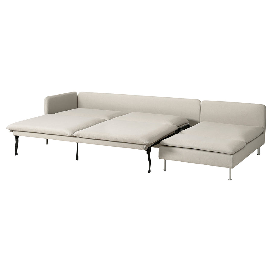 SÖDERHAMN 4-seat sofa-bed, with chaise longue with open end/Fridtuna light beige, 313x83x151 cm