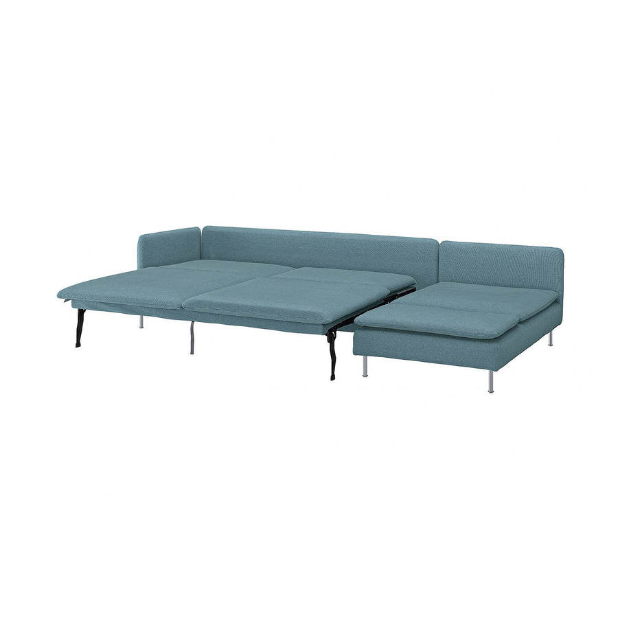 SÖDERHAMN 4-seat sofa-bed, with chaise longue with open end/Fridtuna dark grey-blue