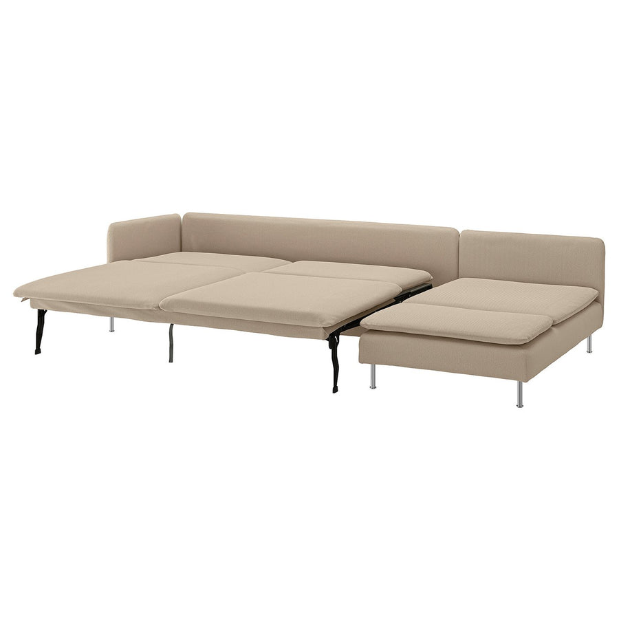 SÖDERHAMN 4-seat sofa-bed, with chaise longue with open end/Kelinge beige