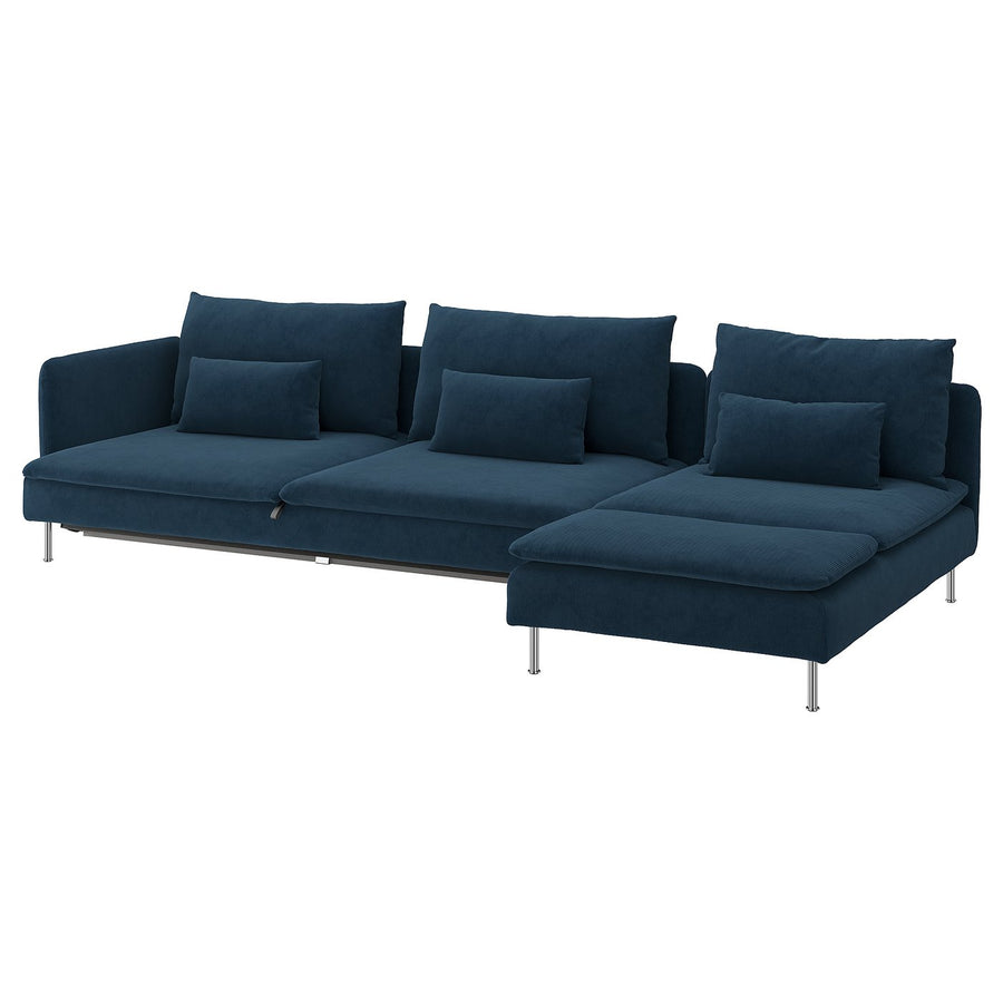SÖDERHAMN 4-seat sofa-bed, with chaise longue with open end/Kelinge dark blue