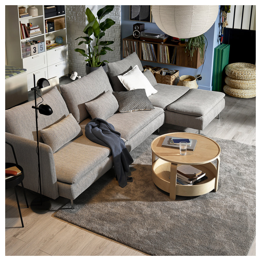 SÖDERHAMN 4-seat sofa-bed, with chaise longue with open end/Viarp beige/brown, 195x156 cm