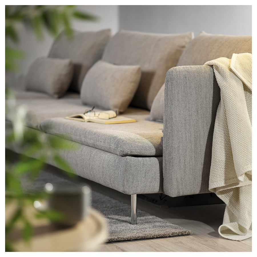 SÖDERHAMN 4-seat sofa-bed, with chaise longue with open end/Viarp beige/brown, 195x156 cm