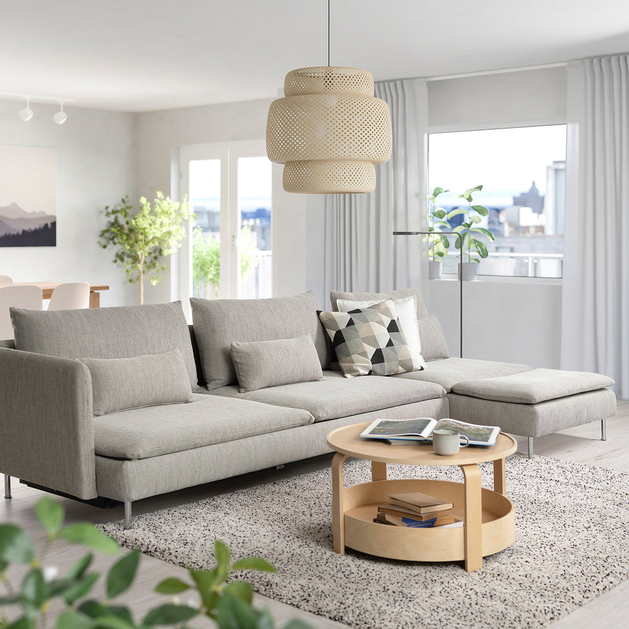 SÖDERHAMN 4-seat sofa-bed, with chaise longue with open end/Viarp beige/brown, 195x156 cm