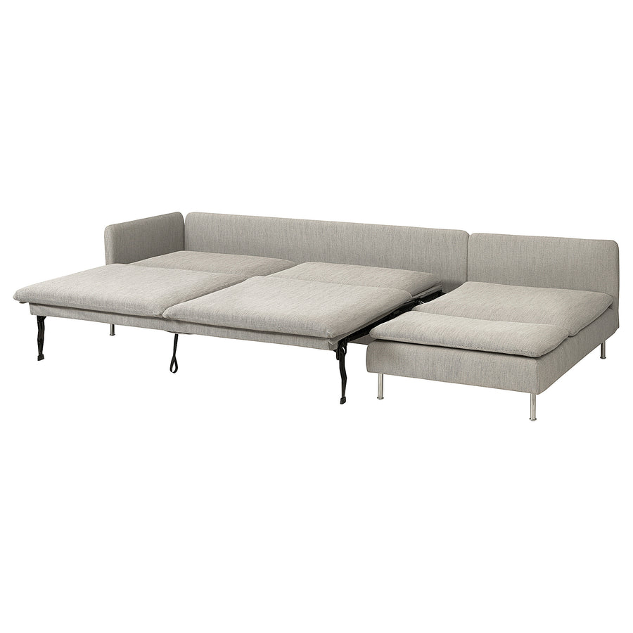 SÖDERHAMN 4-seat sofa-bed, with chaise longue with open end/Viarp beige/brown, 195x156 cm