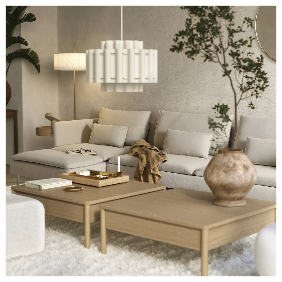 SÖDERHAMN 4-seat sofa-bed, with chaise longue/Fridtuna light beige, 195x156 cm