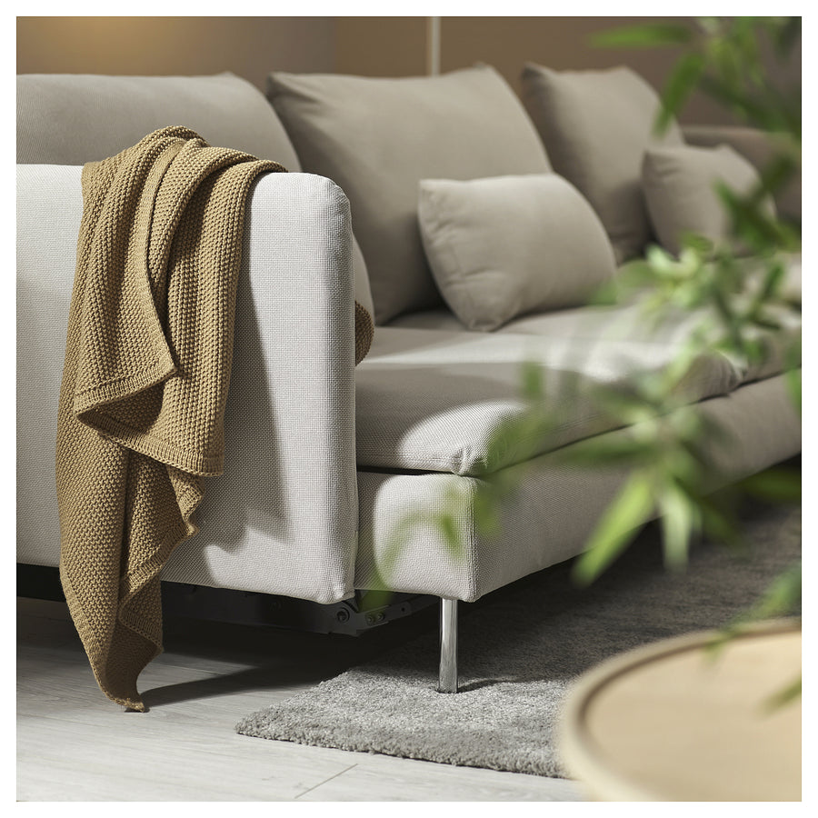 SÖDERHAMN 4-seat sofa-bed, with chaise longue/Fridtuna light beige, 195x156 cm
