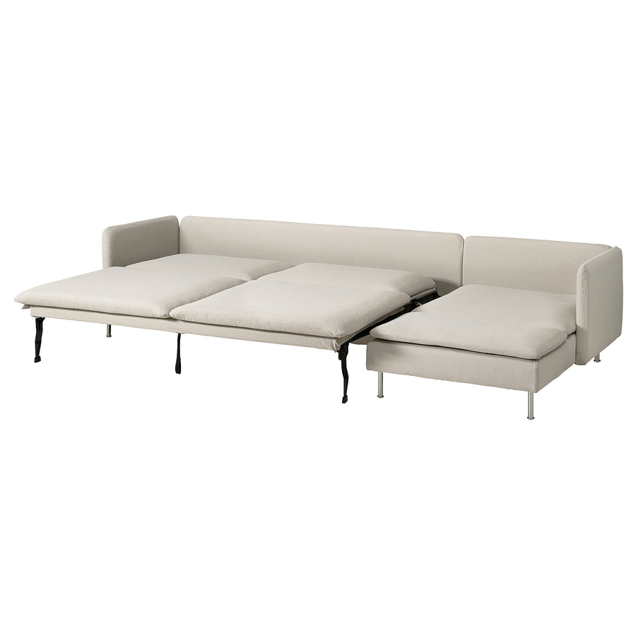 SÖDERHAMN 4-seat sofa-bed, with chaise longue/Fridtuna light beige, 195x156 cm