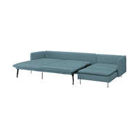 SÖDERHAMN 4-seat sofa-bed, with chaise longue/Fridtuna dark grey-blue