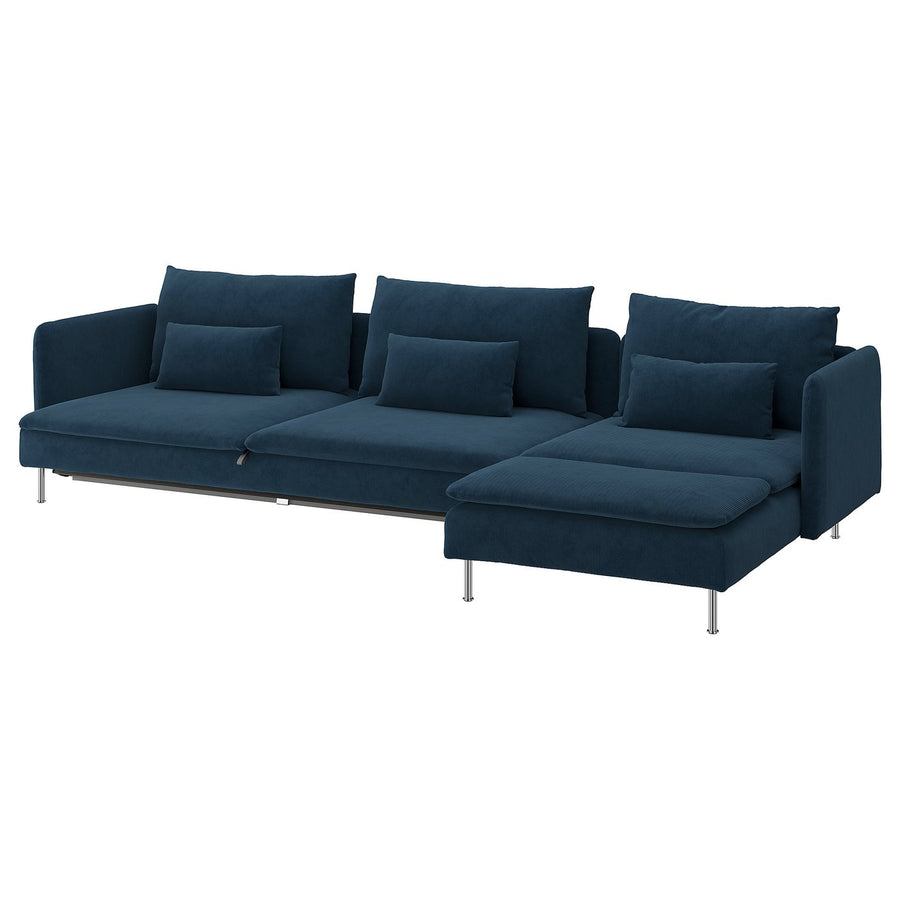 SÖDERHAMN 4-seat sofa-bed, with chaise longue/Kelinge dark blue