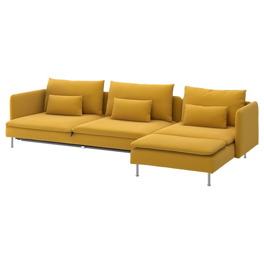 SÖDERHAMN 4-seat sofa-bed, with chaise longue/Kelinge dark yellow