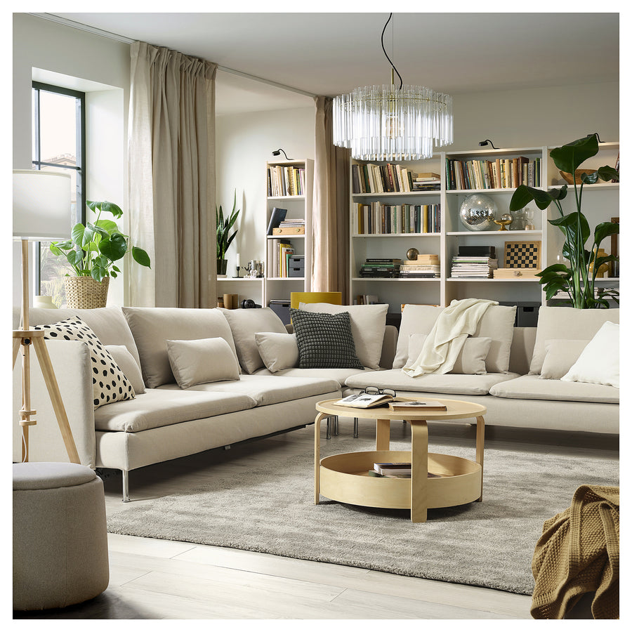 SÖDERHAMN corner sofa-bed, 6-seat, Fridtuna light beige, 195x319 cm