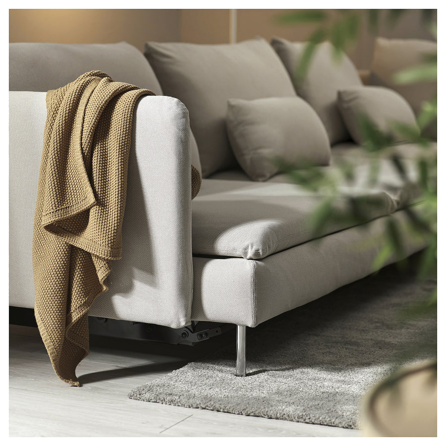 SÖDERHAMN corner sofa-bed, 6-seat, Fridtuna light beige, 195x319 cm