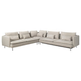 SÖDERHAMN corner sofa-bed, 6-seat, Fridtuna light beige, 195x319 cm
