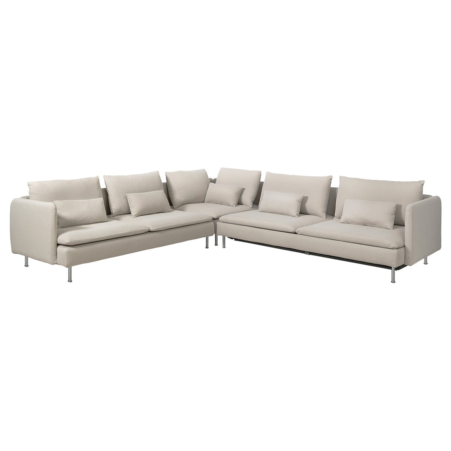 SÖDERHAMN corner sofa-bed, 6-seat, Fridtuna light beige, 195x319 cm