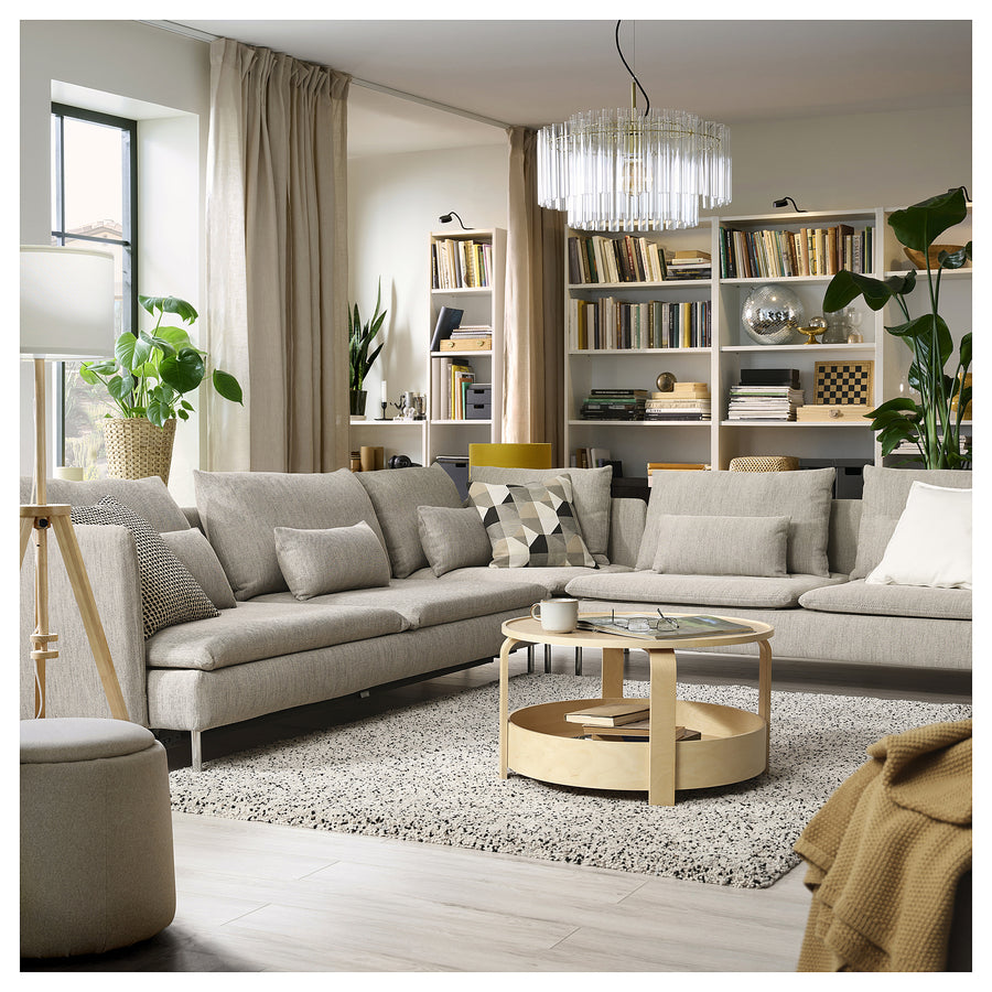SÖDERHAMN corner sofa-bed, 6-seat, Viarp beige/brown, 195x319 cm
