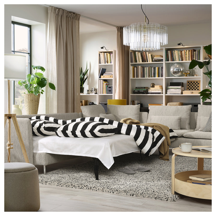 SÖDERHAMN corner sofa-bed, 6-seat, Viarp beige/brown, 195x319 cm
