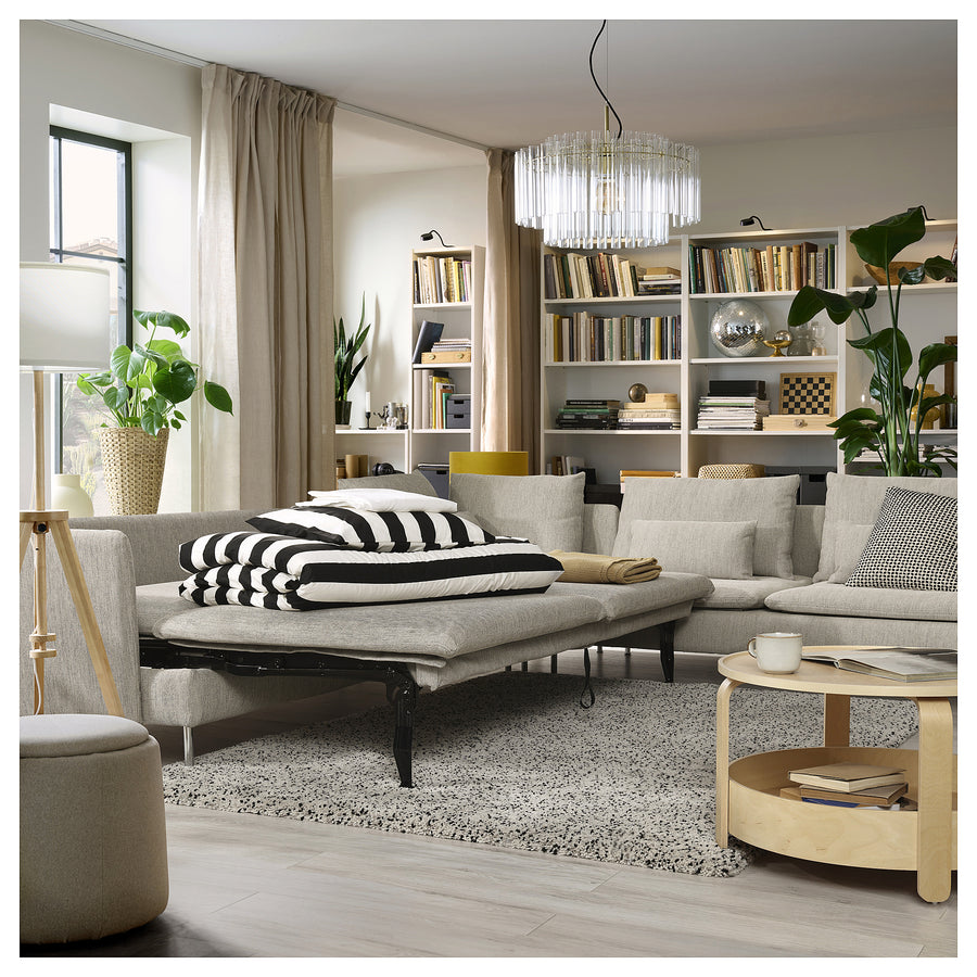 SÖDERHAMN corner sofa-bed, 6-seat, Viarp beige/brown, 195x319 cm