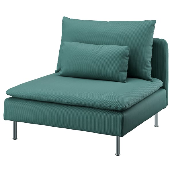SÖDERHAMN 1-seat section, Kelinge grey-turquoise, 93x14x99 cm