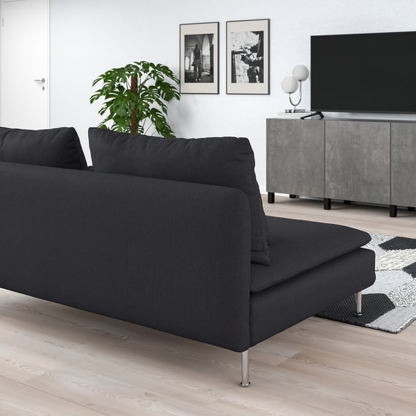 SÖDERHAMN 3-seat section, Fridtuna dark grey, 186x14x99 cm