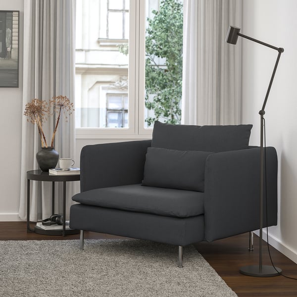 SÖDERHAMN armchair, Fridtuna dark grey, 93x69x99 cm