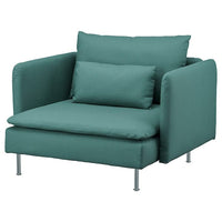 SÖDERHAMN armchair, Kelinge grey-turquoise, 105 cm
