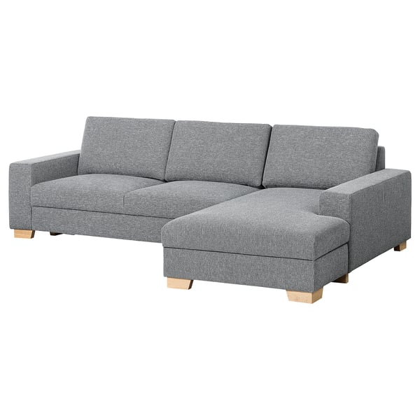 SÖRVALLEN 3-seat sofa, with chaise longue, right/Lejde grey/black