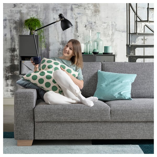 SÖRVALLEN corner sofa, 3-seat, with open end, right/Lejde grey/black
