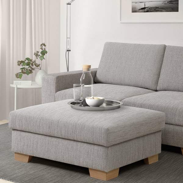 SÖRVALLEN footstool with storage, Viarp beige/brown, 105x84 cm