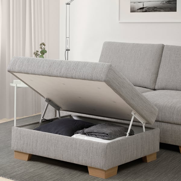 SÖRVALLEN footstool with storage, Viarp beige/brown, 105x84 cm