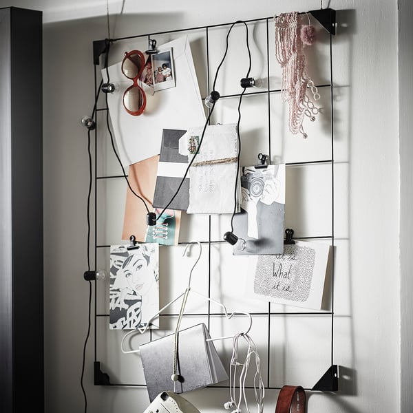 SÖSDALA memo board with clips, black, 60x75 cm