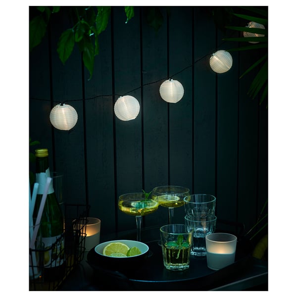 SOLARVET LED lighting chain with 24 lights, outdoor solar-powered/ball white, 7.5 cm