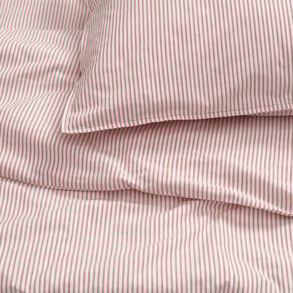 SOLFIBBLA duvet cover and 2 pillowcases, white red/stripe, 240x220/50x80 cm
