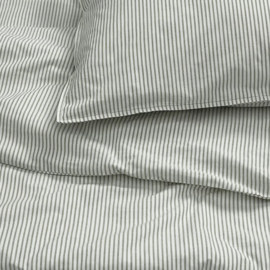 SOLFIBBLA duvet cover and 2 pillowcases, white green/stripe, 240x220/50x80 cm