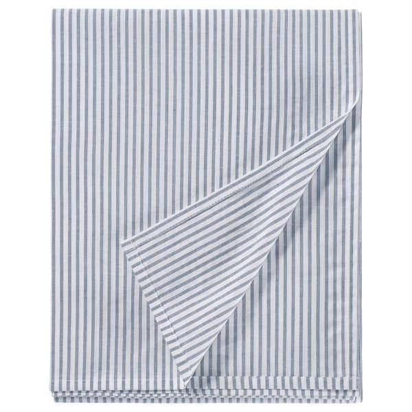 SOLFIBBLA flat sheet, white blue/stripe, 240x260 cm