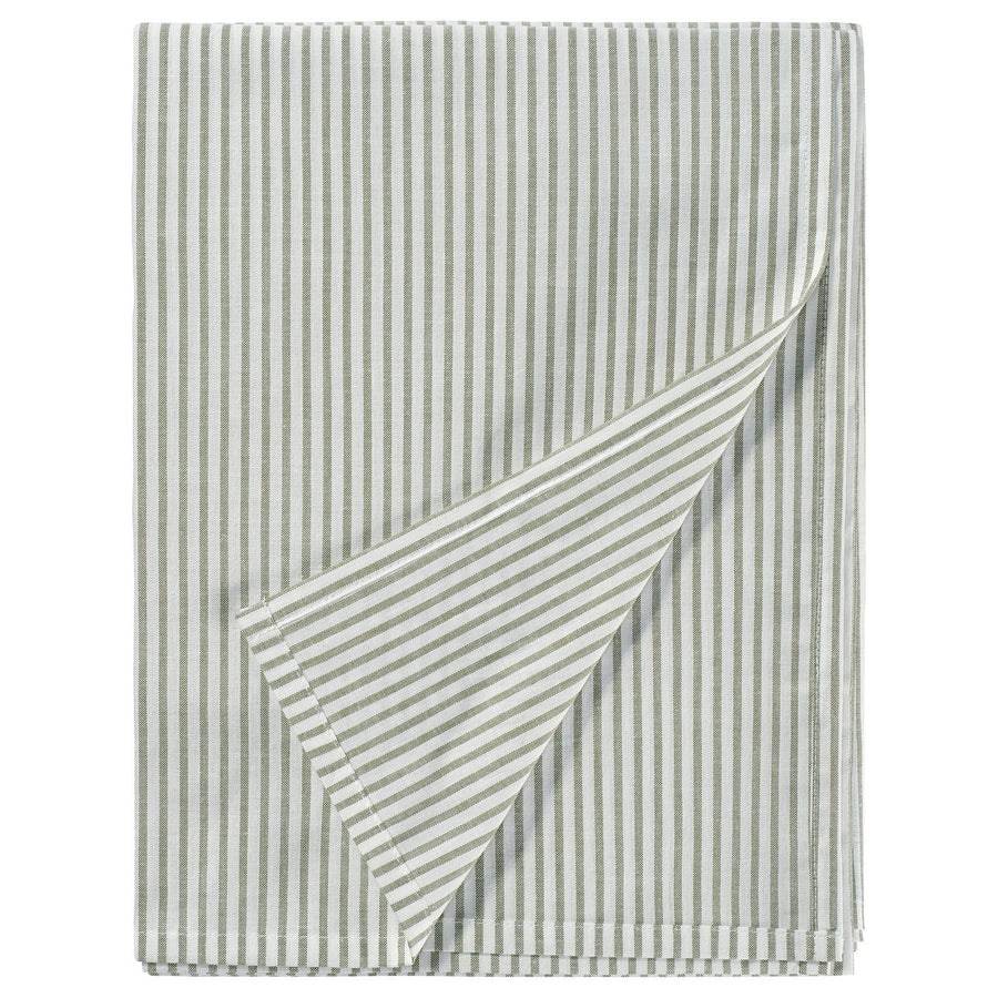 SOLFIBBLA flat sheet, white green/stripe, 240x260 cm