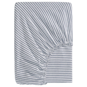 SOLFIBBLA fitted sheet, white blue/stripe, 140x200 cm